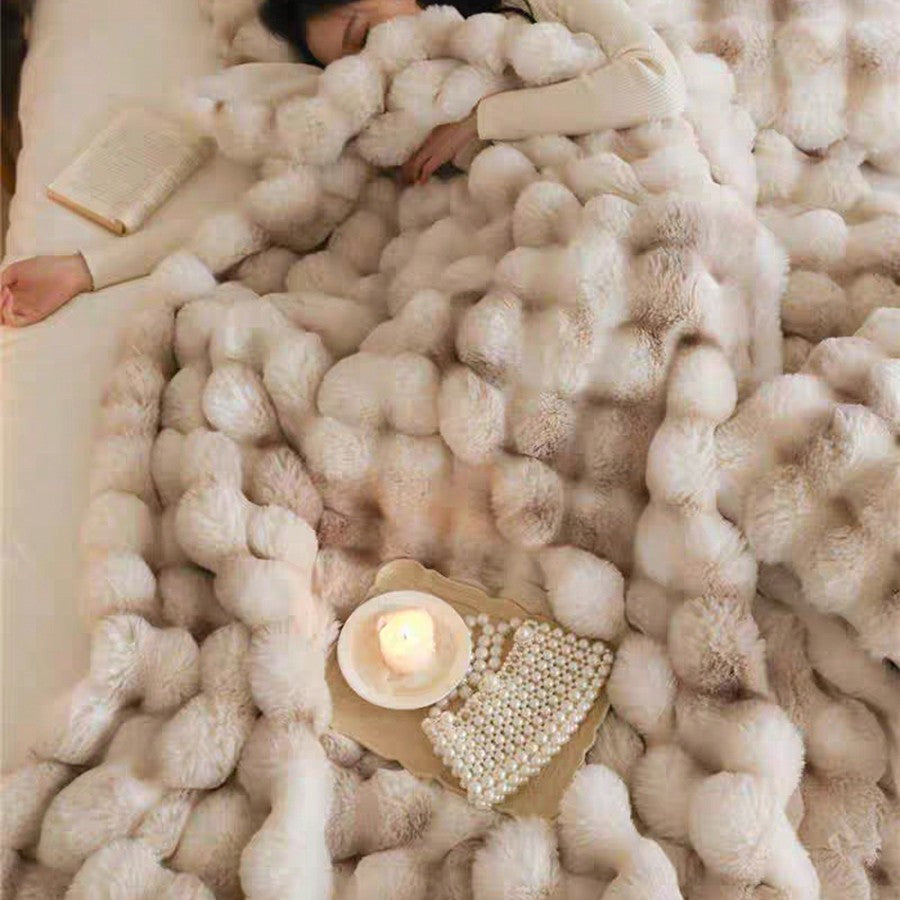 1pc Luxury Faux Mink Fur Plush Blanket, Thick Double-Layer Soft Fluffy Throw Blanket With Cloud-Like Feeling, Suitable For Home, Living Room, Bedroom, Sofa, Also A Great Gift To Upgrade Home Living Quality