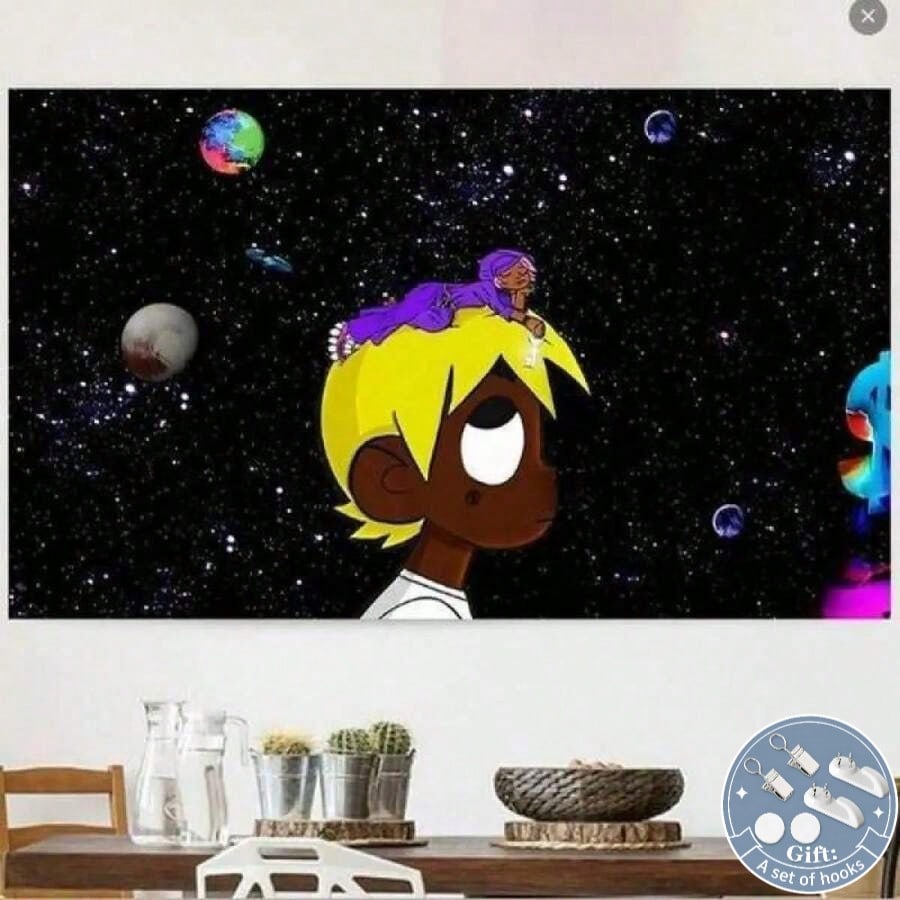 Hiphop Rapper Lil Uzi Album Cover Poster Tapestry Flag 3x5 Feet Canvas Wall Art Living Room Poster Tapestry Decor Decoration Lightweight Starry Sky Pattern Gift Decorative